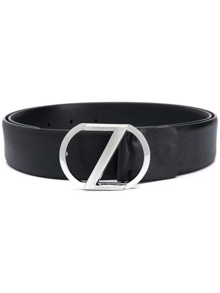 Z Zegna silver logo buckle belt
