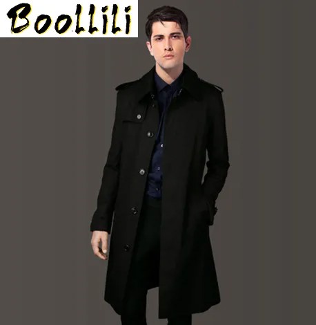 Мужская ветровка Boollili, Осенний Тренч, мужские однобортные Длинные повседневные пальто большого размера, Мужское пальто