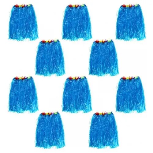 Гавайская юбка 60 см, цвет синий голубой (Набор 10 шт.)