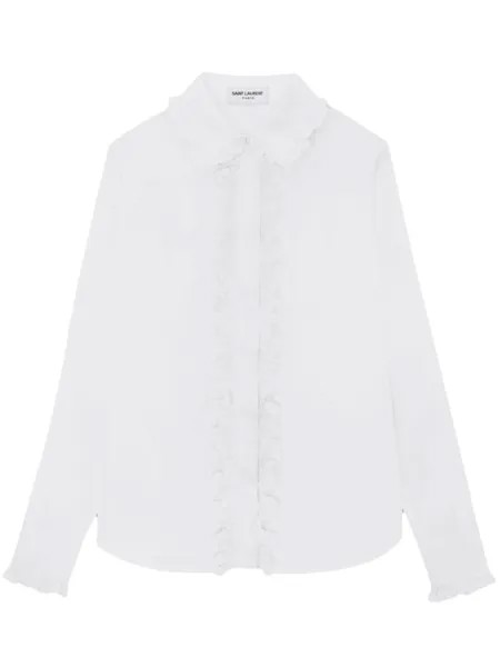 Saint Laurent рубашка с оборками, белый