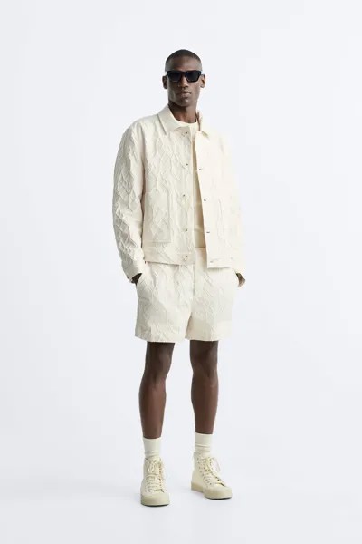 Жаккардовый кардиган ZARA, устричь белая