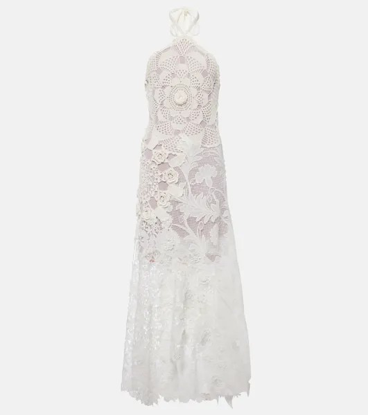 Платье из гипюрового кружева крючком. Oscar De La Renta, белый