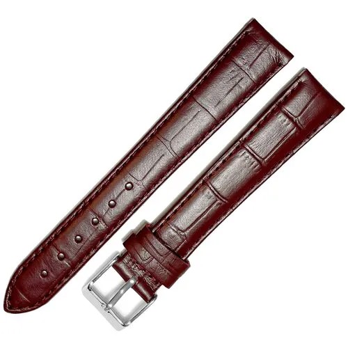 Ремешок 1805-01-1-6 Д Kroko Коричневый бордовый кожаный ремень 18 мм для часов наручных длинный из кожи натуральной удлиненный