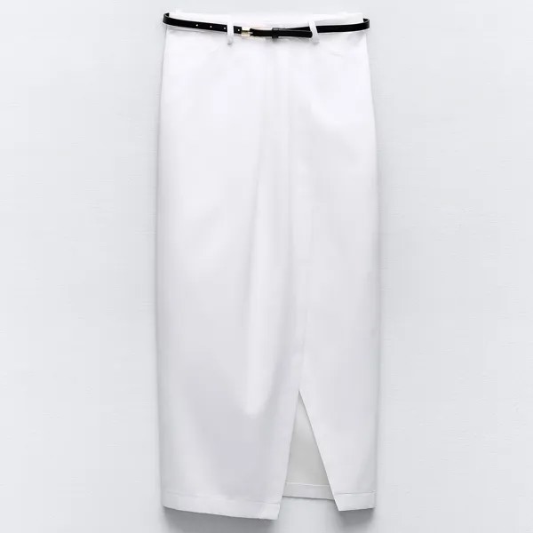 Юбка Zara Midi Pencil With Belt, белый