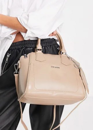 Серая сумка-сэтчел с заклепками и замком Steve Madden-Серый
