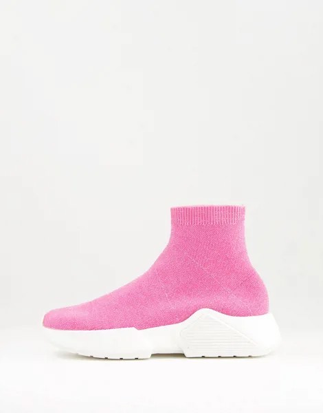 Розовые кроссовки-носки с блестками ASOS DESIGN Della-Розовый цвет