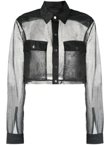 Rick Owens укороченная полупрозрачная рубашка, черный
