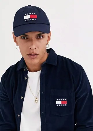 Темно-синяя кепка с флагом Tommy Jeans-Темно-синий