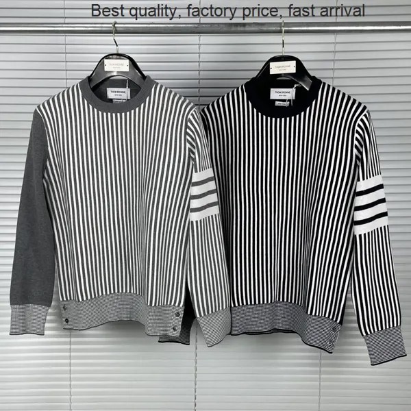 Высококачественный роскошный бренд 2023 модные брендовые свитера TB THOM мужской тонкий пуловер с круглым вырезом одежда пэчворк полосатый шерсть хлопок Sp