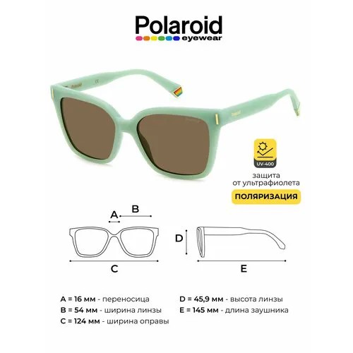 Солнцезащитные очки Polaroid, зеленый, бирюзовый