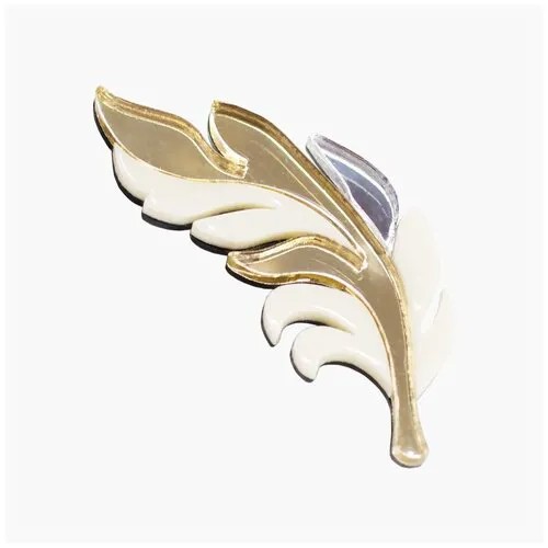Брошь Перышко / Feather, brooch, ivory