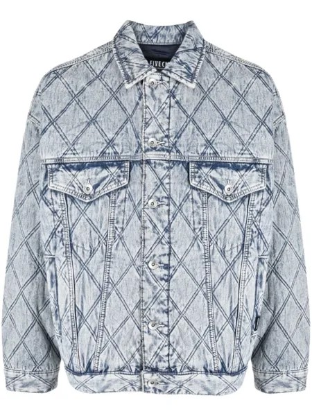 Five Cm diamond-quilted denim bomber jacket, синий