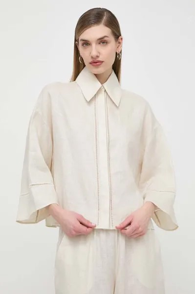 Льняная рубашка Max Mara Leisure, бежевый