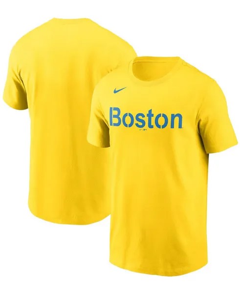 Мужская золотая футболка boston red sox 2021 city connect с надписью Nike