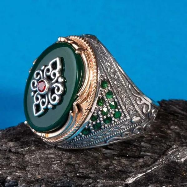 Мини камни треугольник узорчатый меч фигурный зеленый циркон серебряный мужской модный турецкий Премиум качество ручная работа Пижама