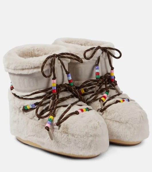 Зимние ботинки resort icon low из искусственного меха Moon Boot, белый