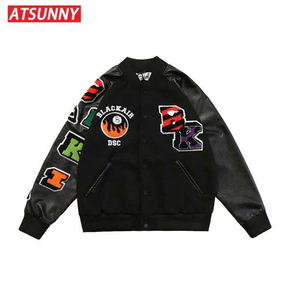 Бейсбольная куртка ATSUNNY в стиле хип-хоп, Повседневная модная Ретро-куртка в стиле Харадзюку, брикет, верхняя одежда, ветровка
