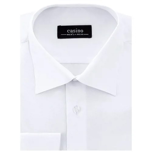Рубашка мужская длинный рукав CASINO c100/1/ice, Прямой силуэт / Сlassic fit, цвет Белый, рост 164-172, размер ворота 45