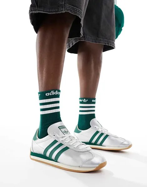 Adidas Originals – Country OG – спортивная обувь серебристого и зеленого цветов
