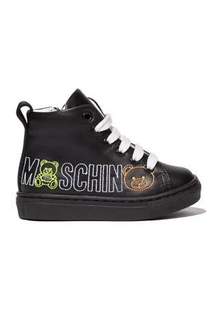 Moschino Kids высокие кеды с вышивкой Toy Bear