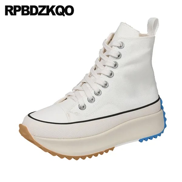 Женские холщовые кроссовки Creepers, черные кроссовки на толстой подошве, со шнуровкой, в европейском стиле