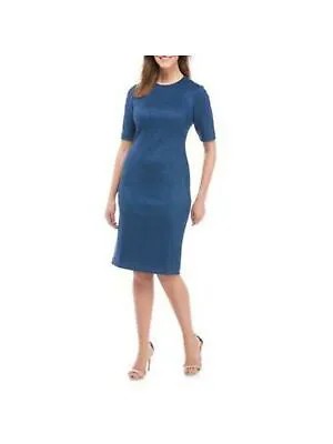 ANNE KLEIN Женское синее вечернее платье-футляр с короткими рукавами и вырезом до колена 12