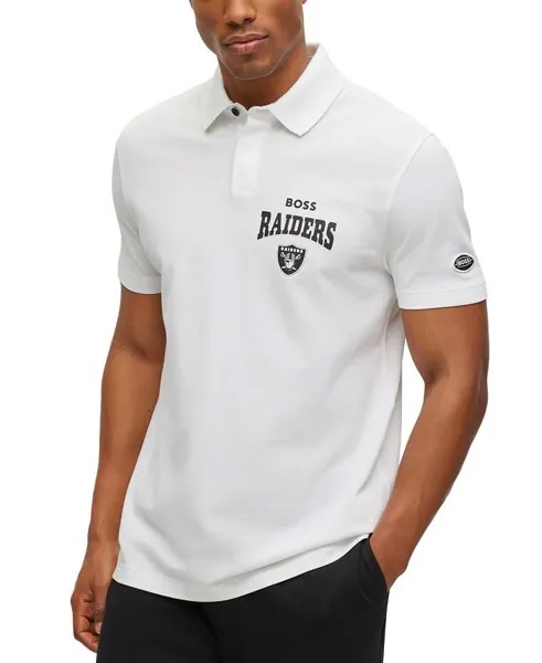 Коллекция мужских рубашек-поло BOSS by Hugo Boss x NFL, цвет Las Vegas Raiders - White