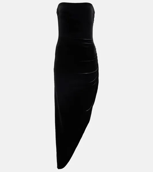 Платье миди асимметричного кроя без бретелек NORMA KAMALI, черный