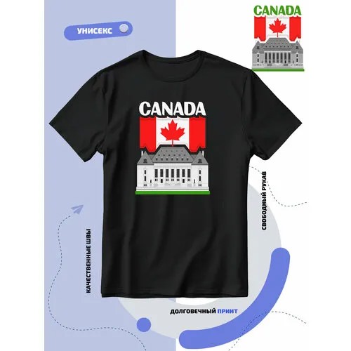 Футболка SMAIL-P флаг Канады-Canada и достопримечательность, размер 4XL, черный