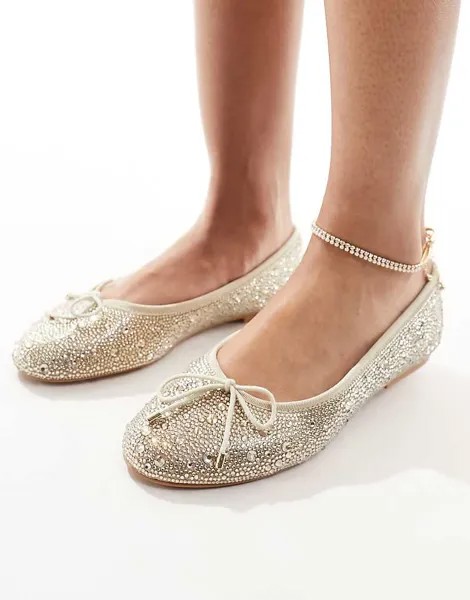 Steve Madden / Туфли на плоской подошве с декорированным бантом цвета шампанского 2013