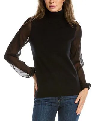 Женский кашемировый свитер с шелковыми рукавами Sofiacashmere, черный, размер XS