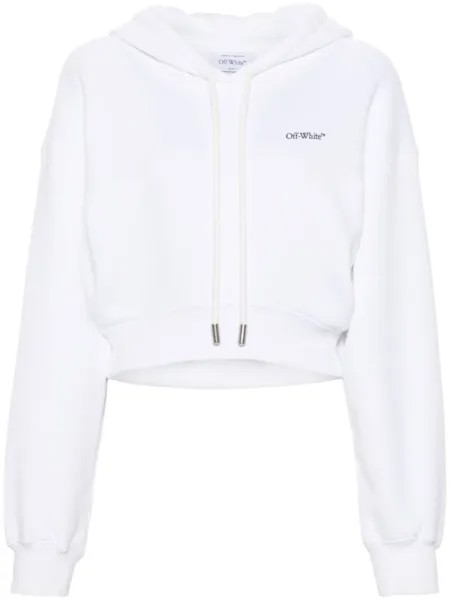 Off-White укороченное худи с цветочным принтом, белый