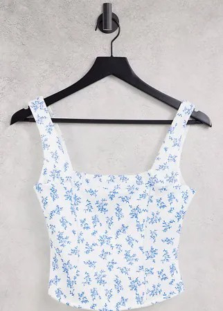 Корсет с цветочным принтом ASOS DESIGN Tall-Белый