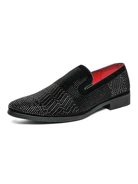 Milanoo Men's Rhinestones Loafers in Black