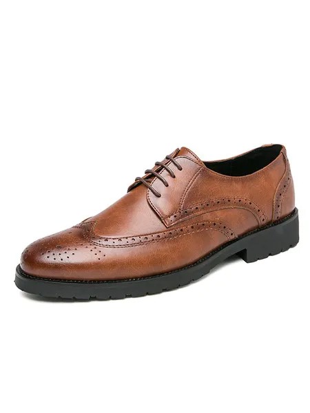 Milanoo Men's Wingtip Oxfords Lace Up Dress Shoes