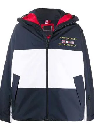 Tommy Hilfiger пальто в стиле колор-блок с капюшоном