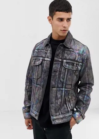 Джинсовая куртка с разноцветным принтом ASOS DESIGN-Мульти