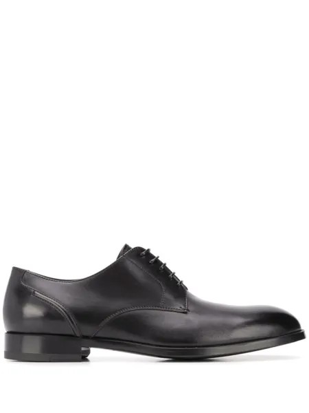 Zegna туфли дерби с прошитыми вставками, черный