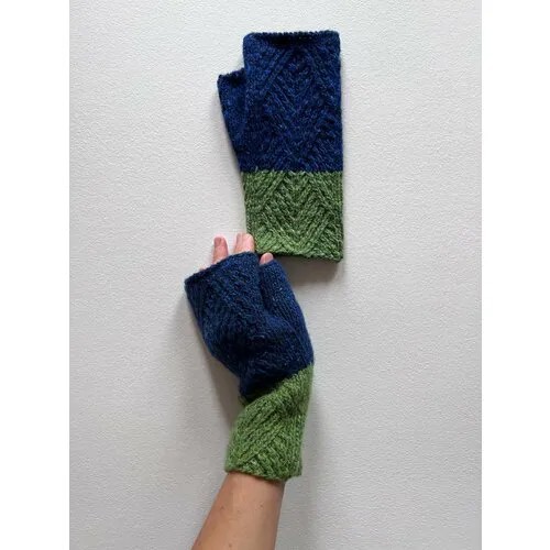 Митенки My Woolens, демисезон/зима, размер 18, голубой, синий