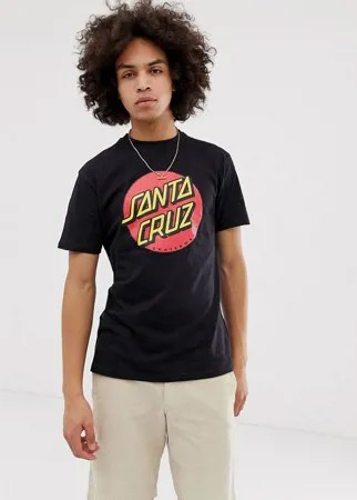 Черная футболка с принтом Santa Cruz-Черный
