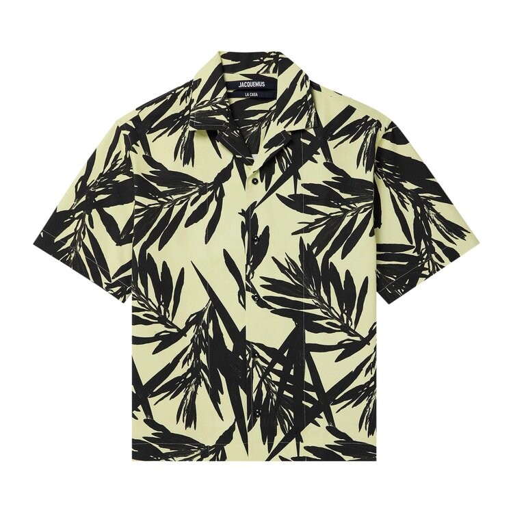 Рубашка Jacquemus Le Foliage Print Jean Shirt, черный