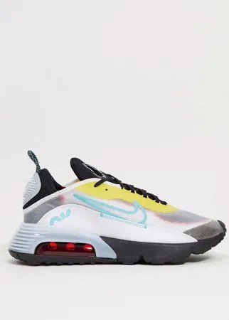 Белые кроссовки со вставками цвета аква Nike Air Max 2090-Белый