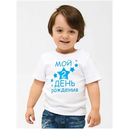 Футболка Валерия Мура, размер 92-98, белый/голубой