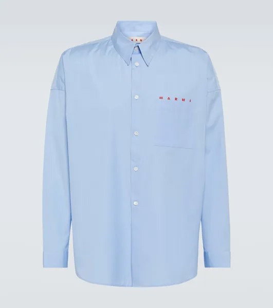 Рубашка из хлопкового поплина с логотипом Marni, синий