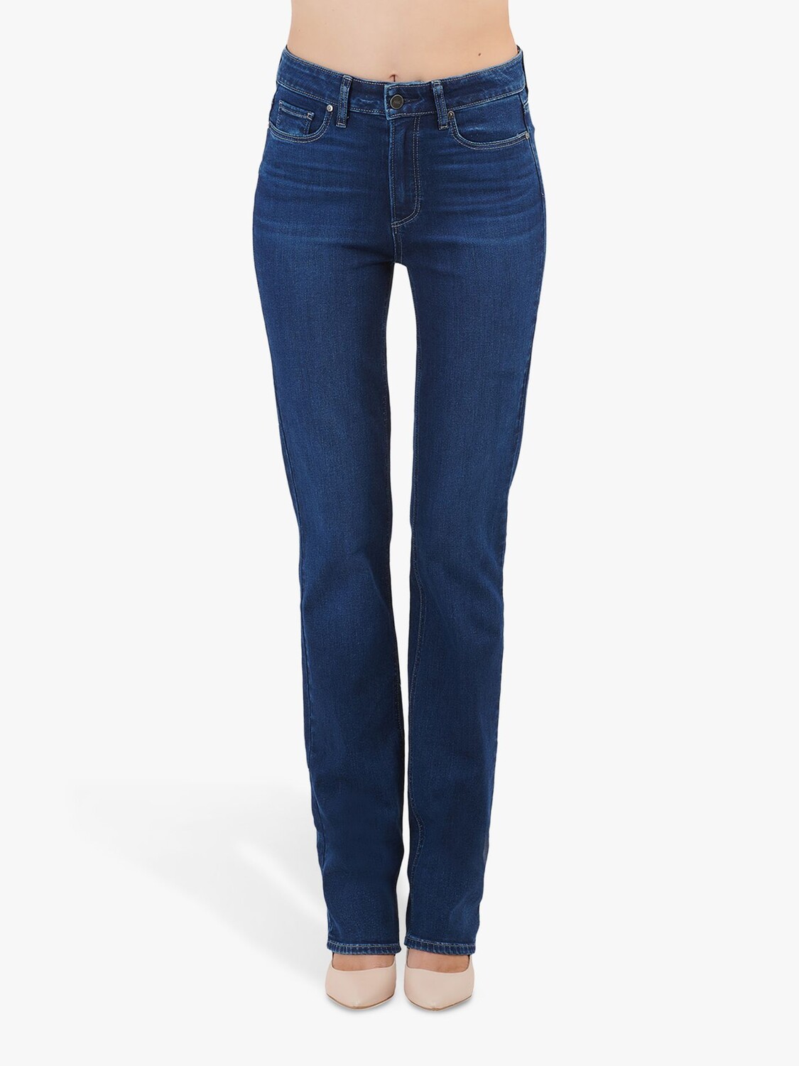 Джинсы прямого кроя с высокой посадкой PAIGE Hoxton, цвет Brentwood Mid Wash