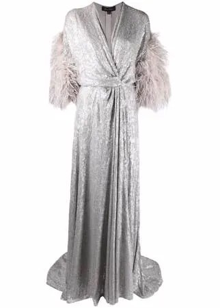 Jenny Packham платье с пайетками и перьями