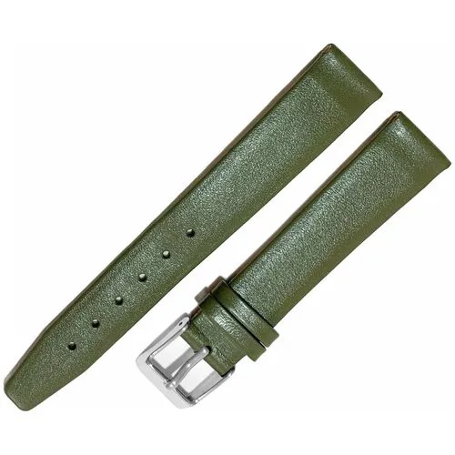 Ремешок 1603-01 (зел) FIJI Зеленый хаки кожаный ремень 16 мм для часов наручных из натуральной кожи женский гладкий матовый