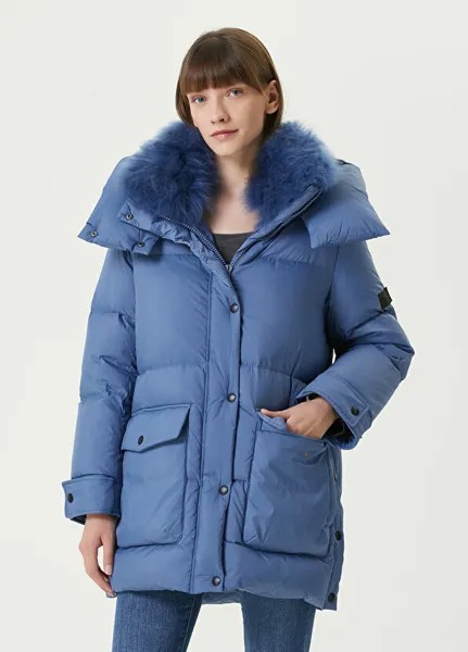 Синее пальто с разрезом Yves Salomon