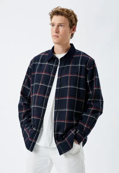 Рубашка CLASSIC NECK BUTTONED LONG SLEEVE CHECK PLAID Koton, цвет dark blue