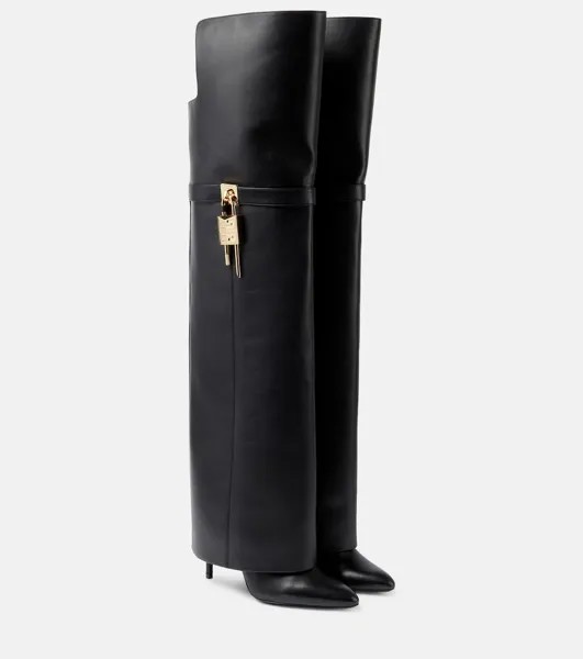 Кожаные ботфорты с акульим замком Givenchy, черный
